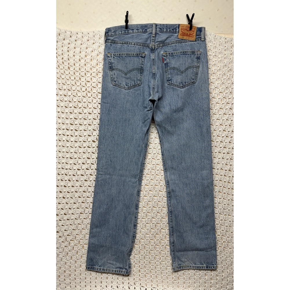 Levis 501 Mens Jeans Size 34x34 Blue Denim Button Fly Straight Let